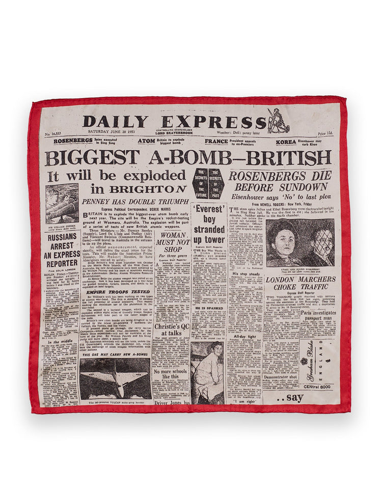 Red Newspage Pocket Square - Gresham Blake Online