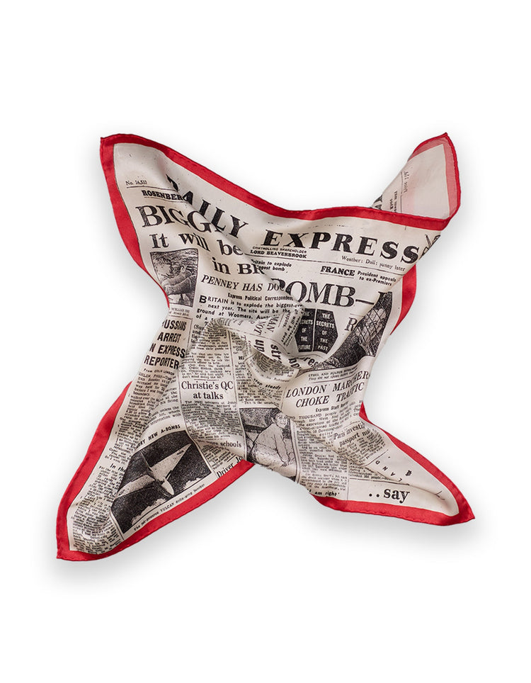 Red Newspage Pocket Square - Gresham Blake Online