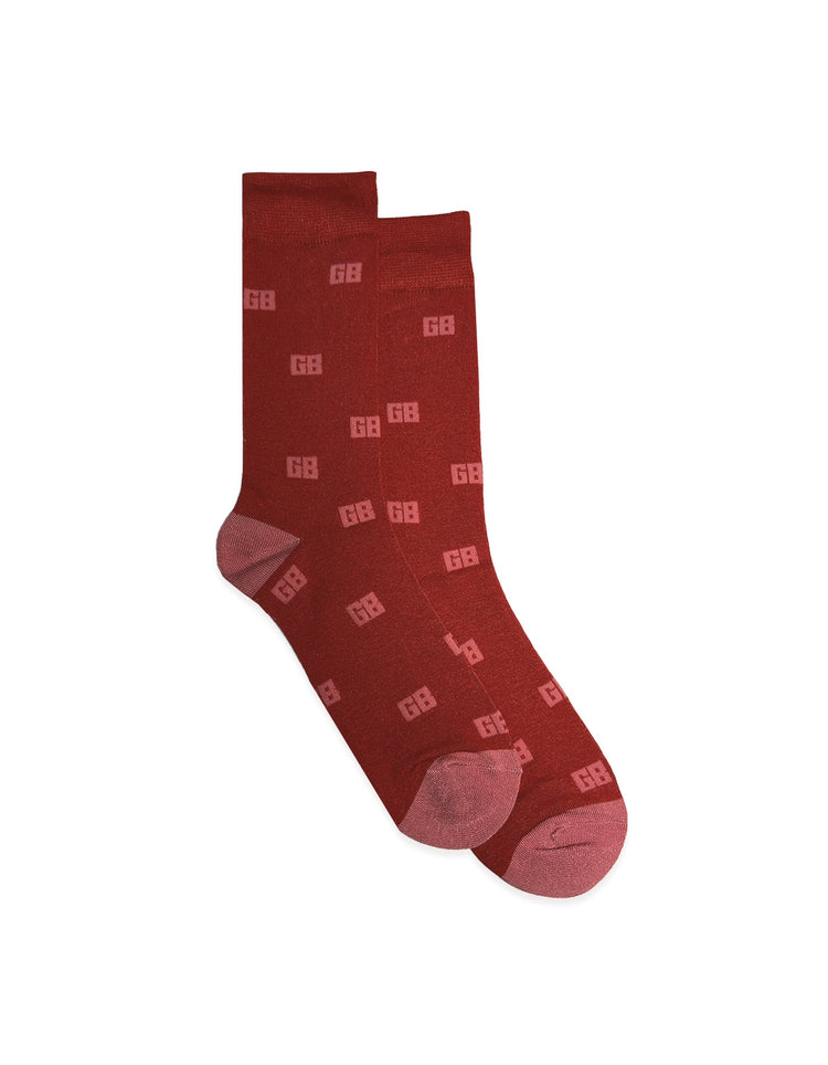 Red & Pink GB Monogram Bamboo Sock - Gresham Blake Online