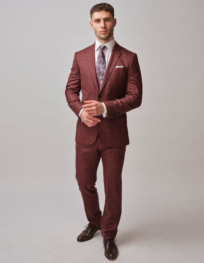 Red & Black Check Wool 2 Piece Suit