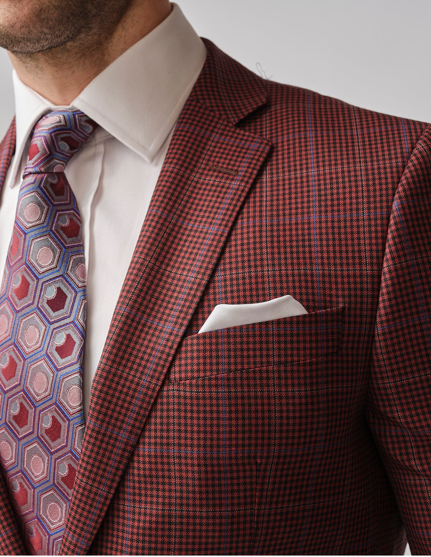 Red & Black Check Wool 2 Piece Suit