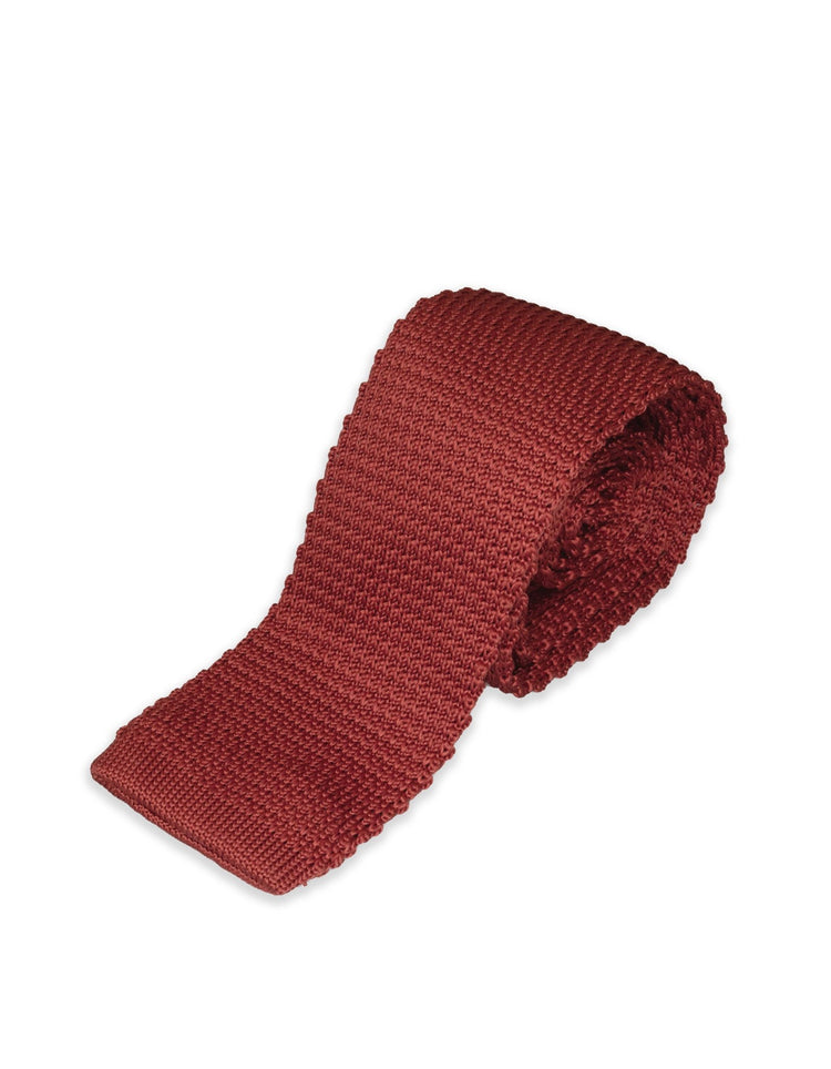 Rust Red Skinny Knit Tie - Gresham Blake Online