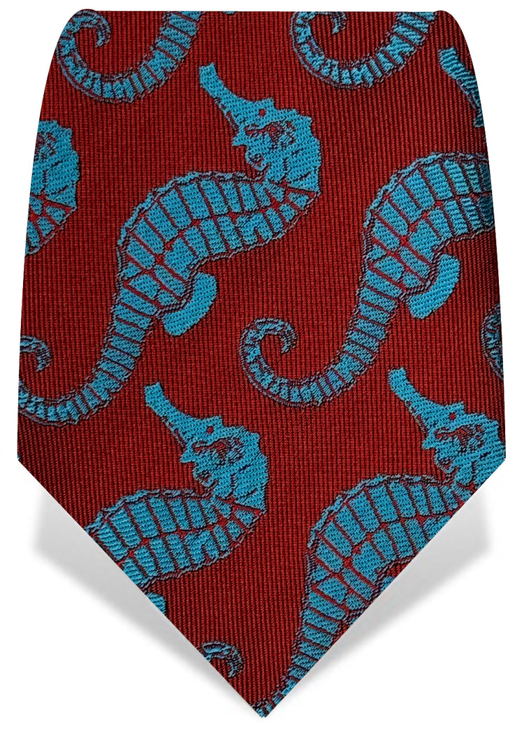 Red & Turquoise Seahorse Tie