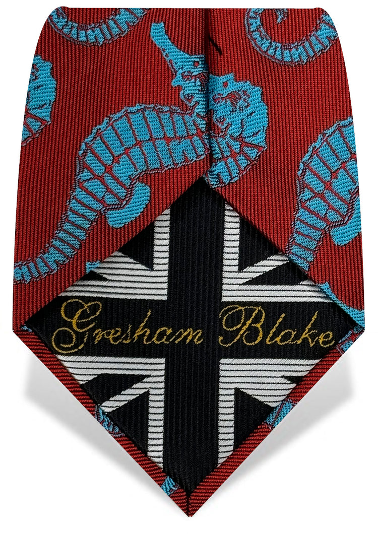 Red & Turquoise Seahorse Tie