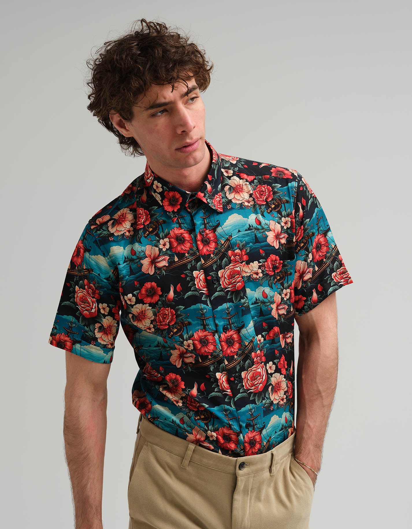 Nautical Flower Short Sleeve Shirt