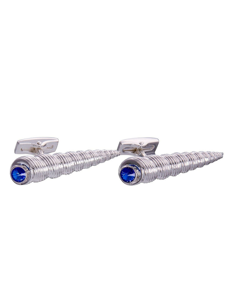Silver & Blue Shell Gem Cufflinks - Gresham Blake Online