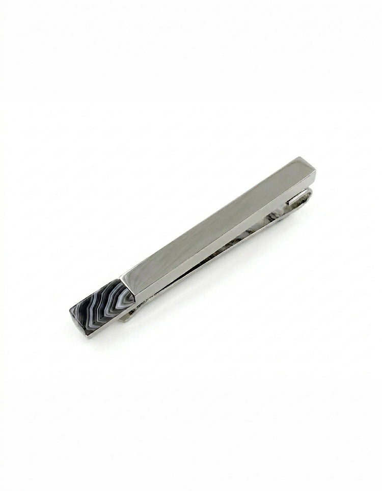 Silver Botswana Agate Stone Tie Bar - Gresham Blake Online