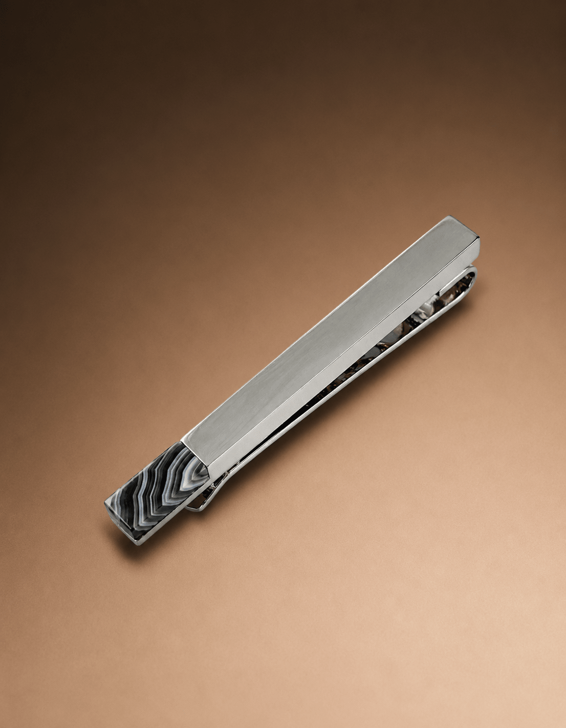 Silver Botswana Agate Stone Tie Bar - Gresham Blake Online