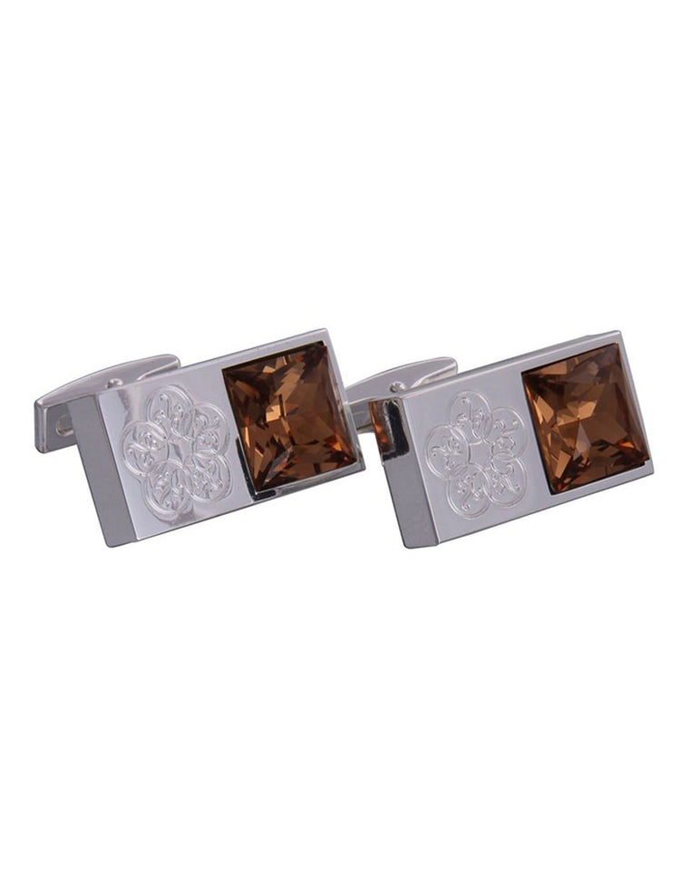 Silver Gemstone Emblem Cufflinks - Gresham Blake Online