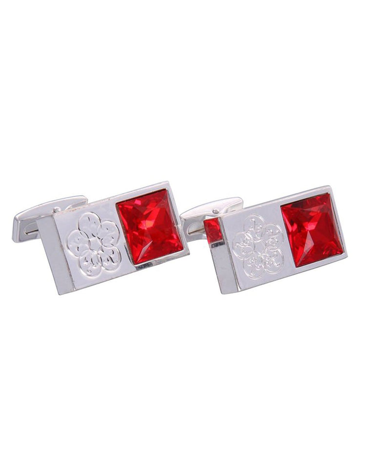 Silver Gemstone Emblem Cufflinks - Gresham Blake Online