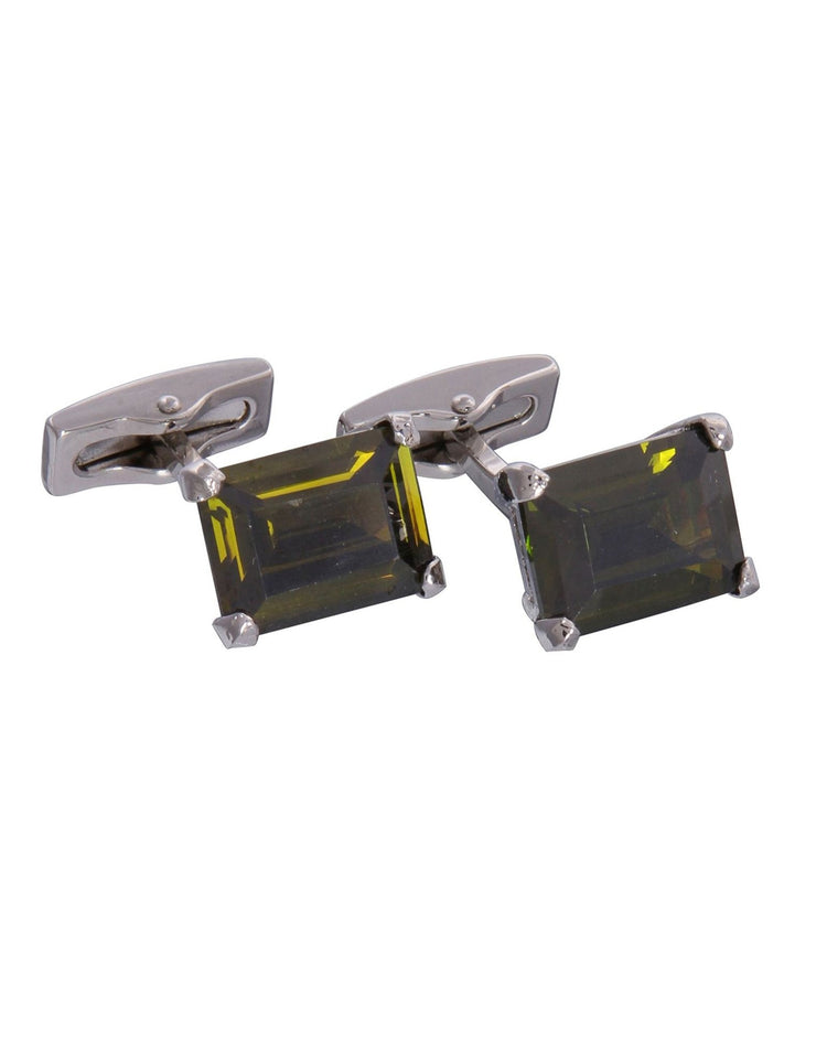 Silver & Green Gemstone Cufflinks - Gresham Blake Online