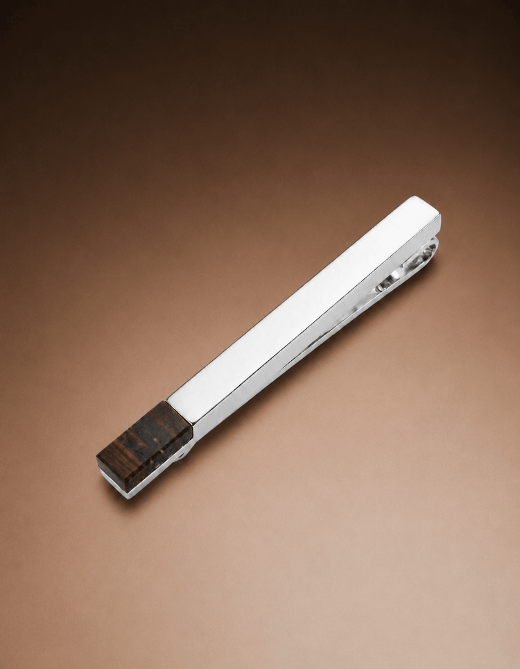 Silver Tiger Iron Stone Tie Bar - Gresham Blake Online