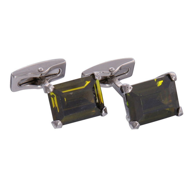 Silver & Green Gemstone Cufflinks