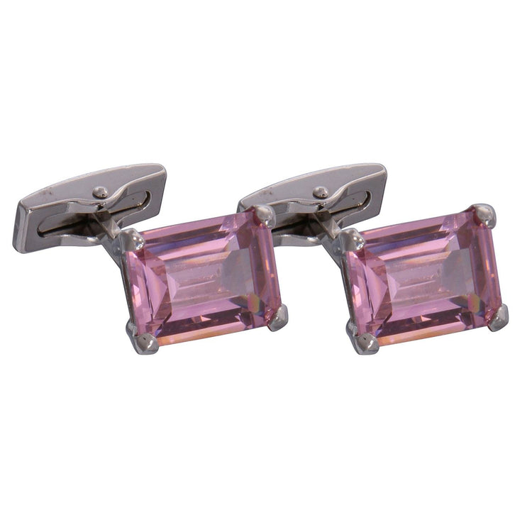 Silver & Pink Gemstone Cufflinks