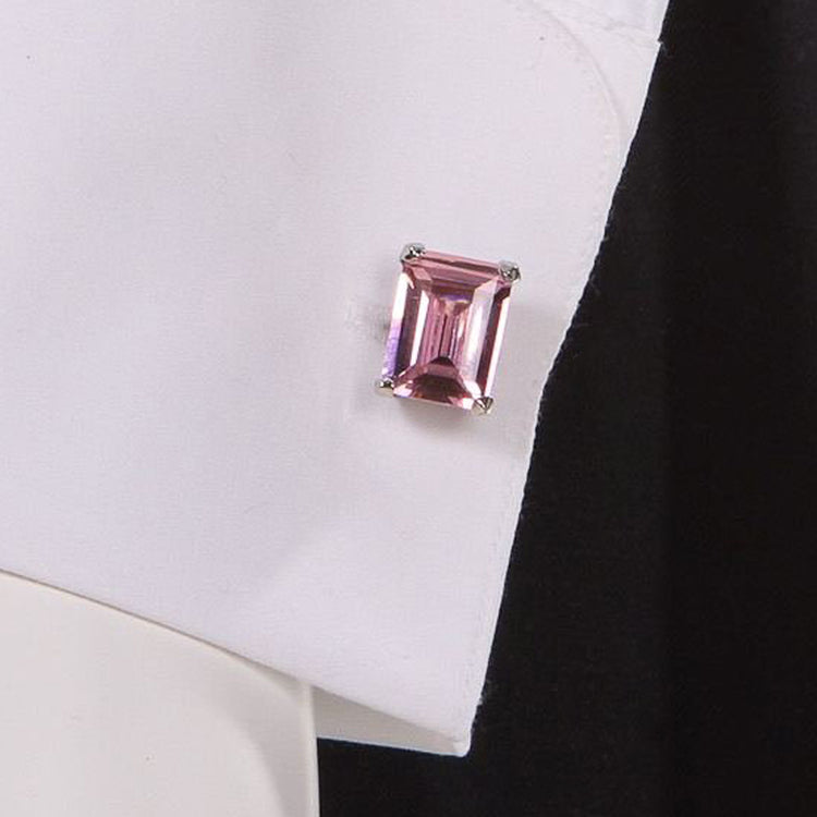 Silver & Pink Gemstone Cufflinks