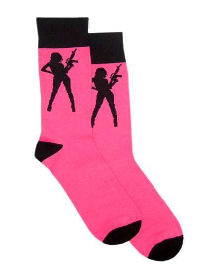 pink print socks