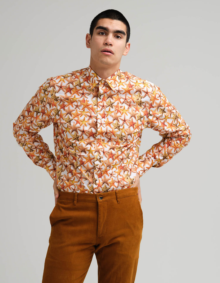 Orange Starfish Printed Shirt