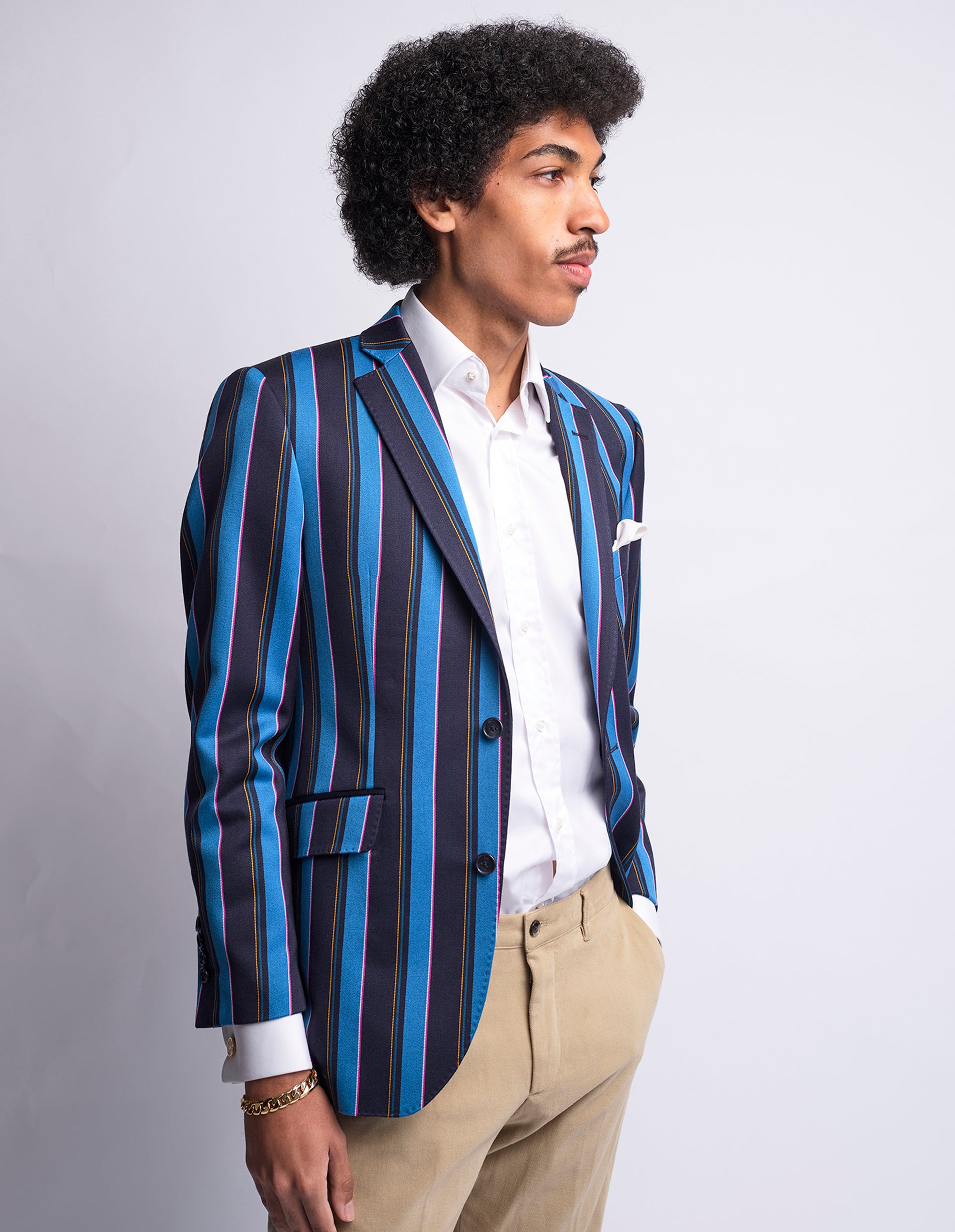 Long striped store jacket