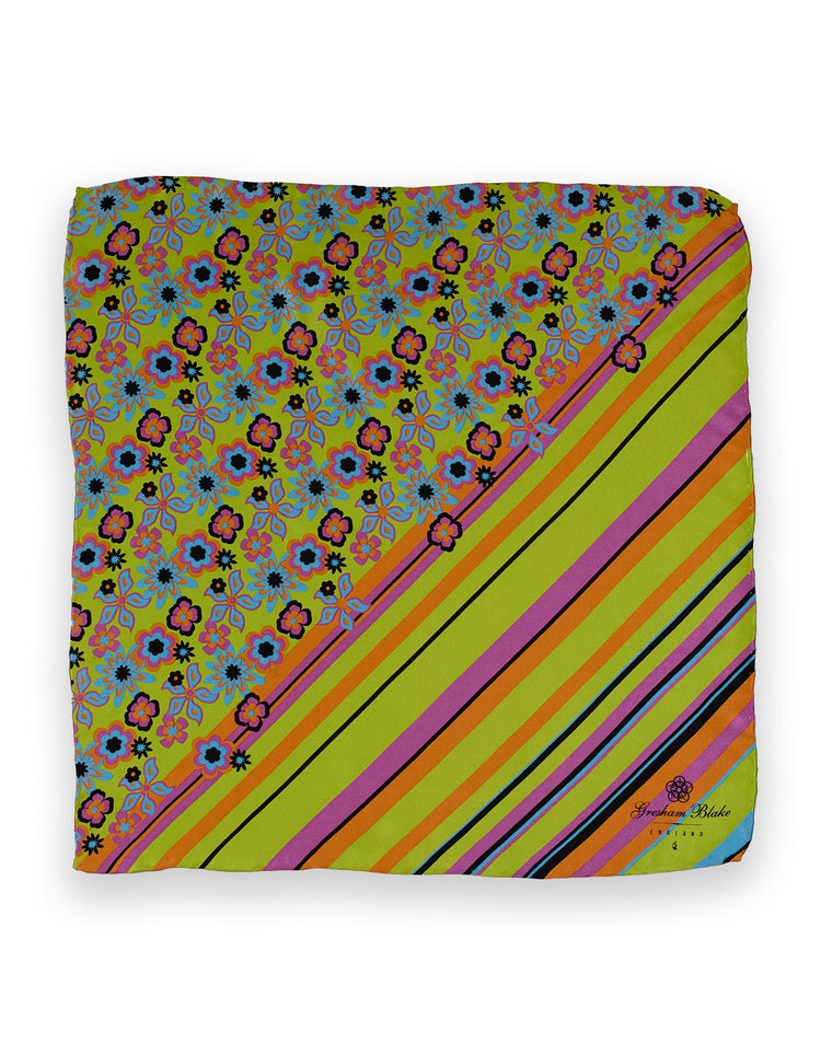 Striped Flower Pocket Square - Gresham Blake Online