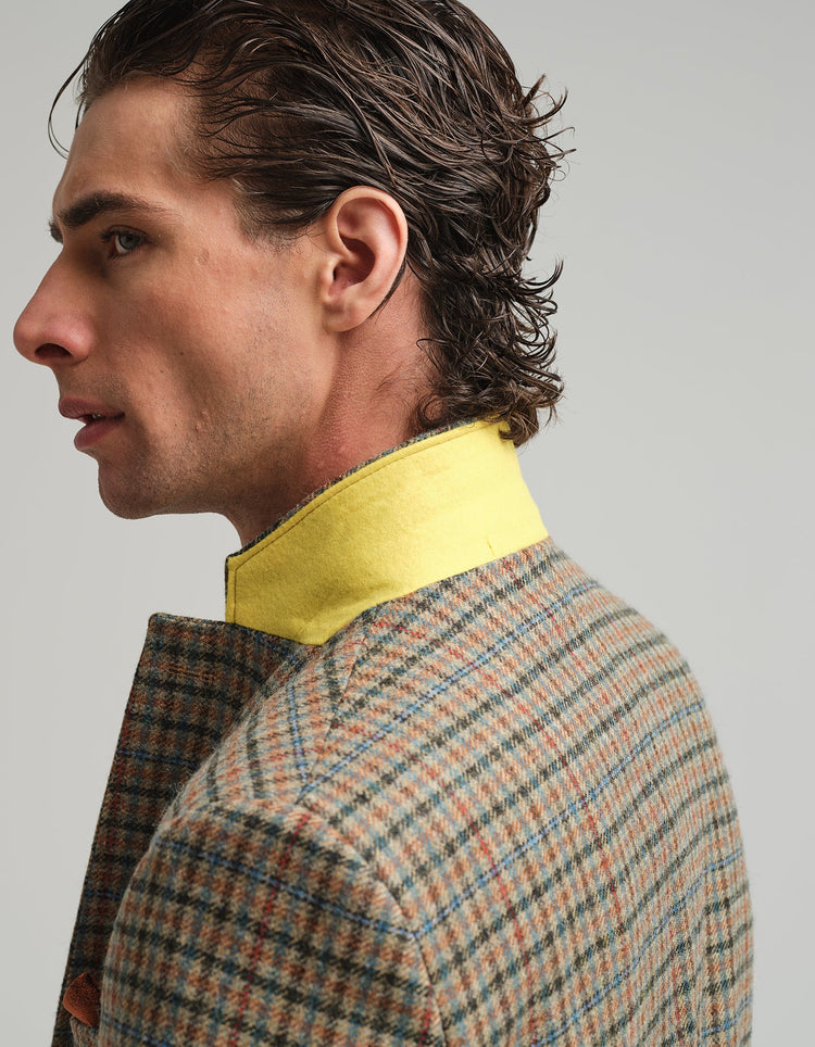 Tan & Blue Check Tweed Suit - Gresham Blake Online
