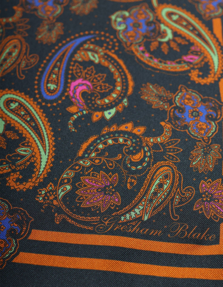 Teal Paisley Silk Pocket Square - Gresham Blake Online