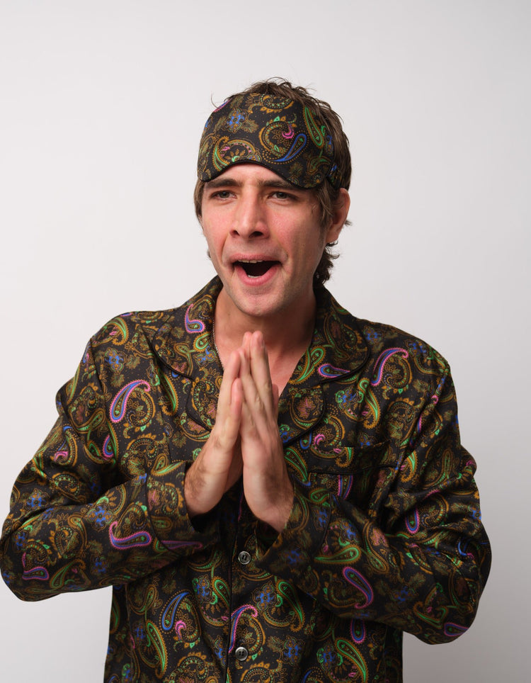 Black Paisley Silk Pyjamas - Gresham Blake Online