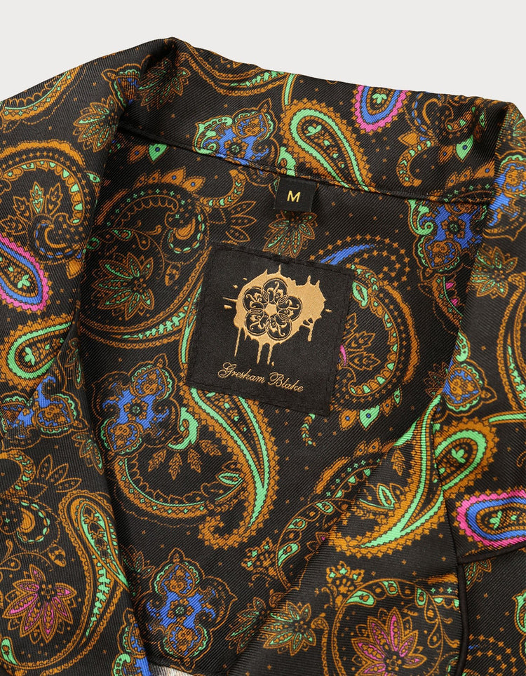 Black Paisley Silk Pyjamas - Gresham Blake Online