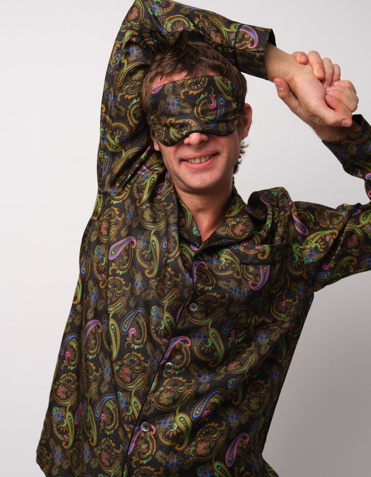 Black Paisley Silk Pyjamas - Gresham Blake Online