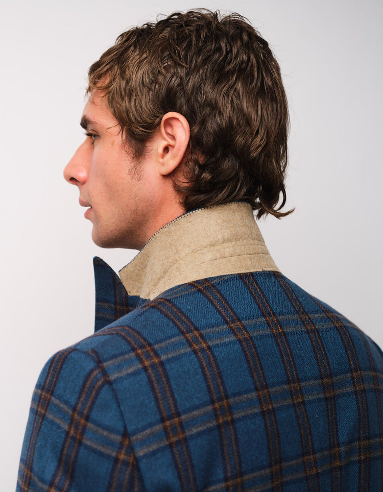 Teal Wool & Cashmere Check Jacket - Gresham Blake Online