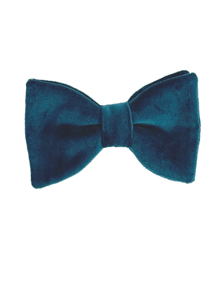 Petrol Velvet Bow Tie