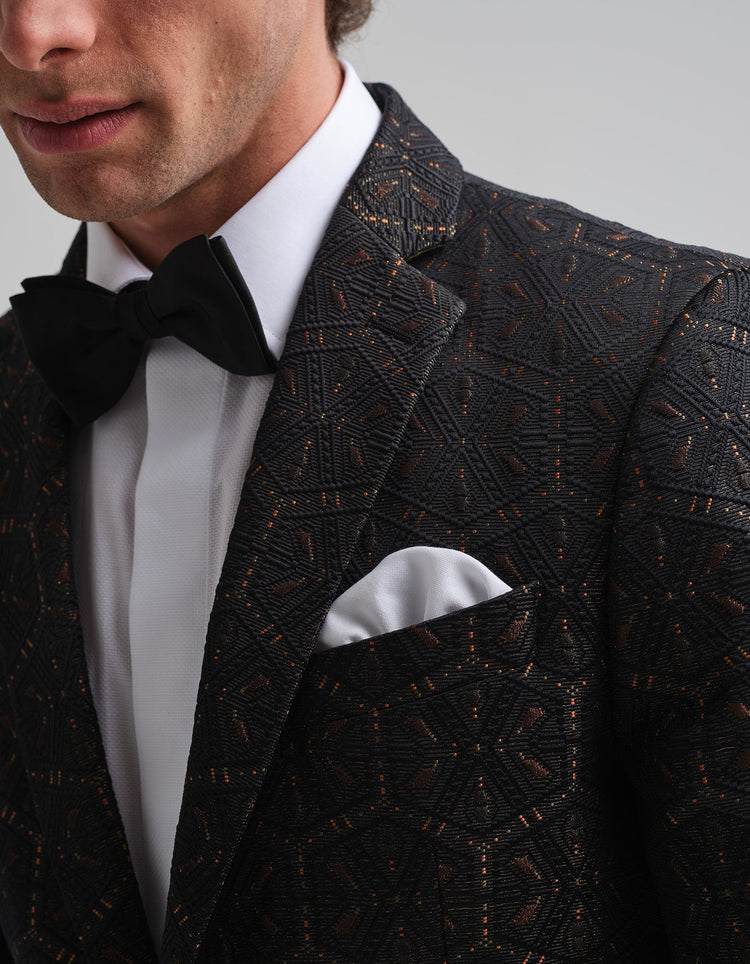 The Black & Gold Jacquard Dinner Jacket - Gresham Blake Online