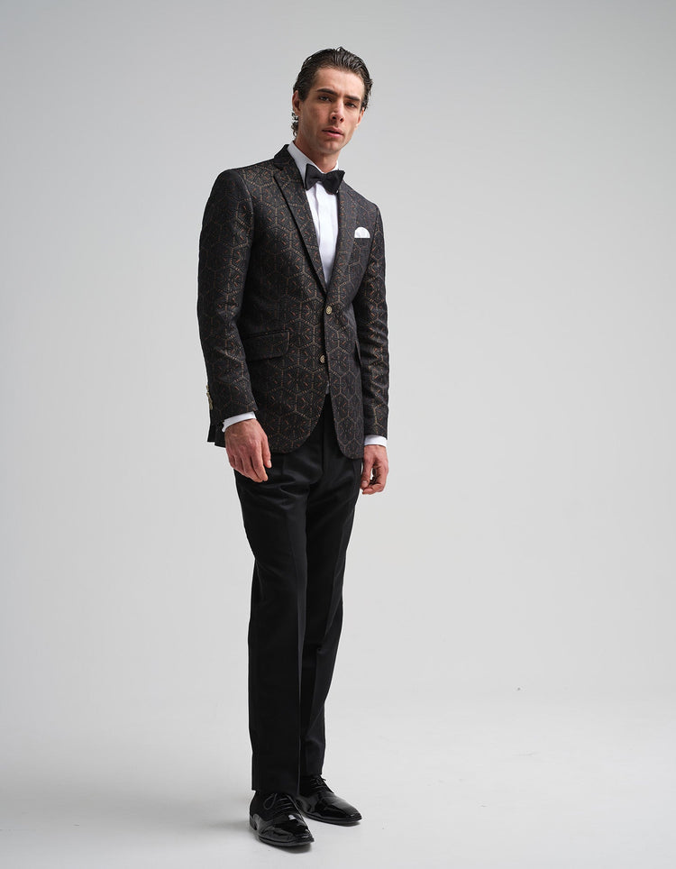 The Black & Gold Jacquard Dinner Jacket - Gresham Blake Online