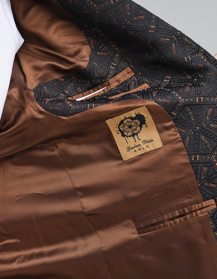 The Black & Gold Jacquard Dinner Jacket - Gresham Blake Online