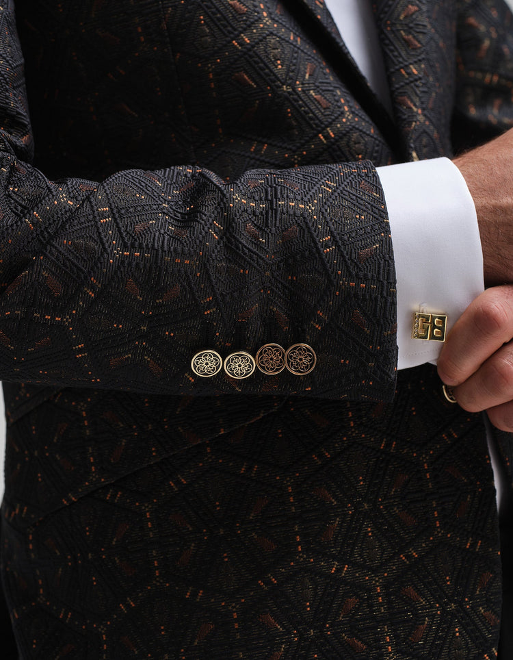 The Black & Gold Jacquard Dinner Jacket - Gresham Blake Online