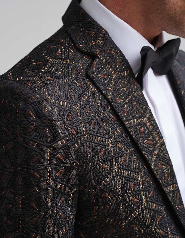 The Black & Gold Jacquard Dinner Jacket - Gresham Blake Online