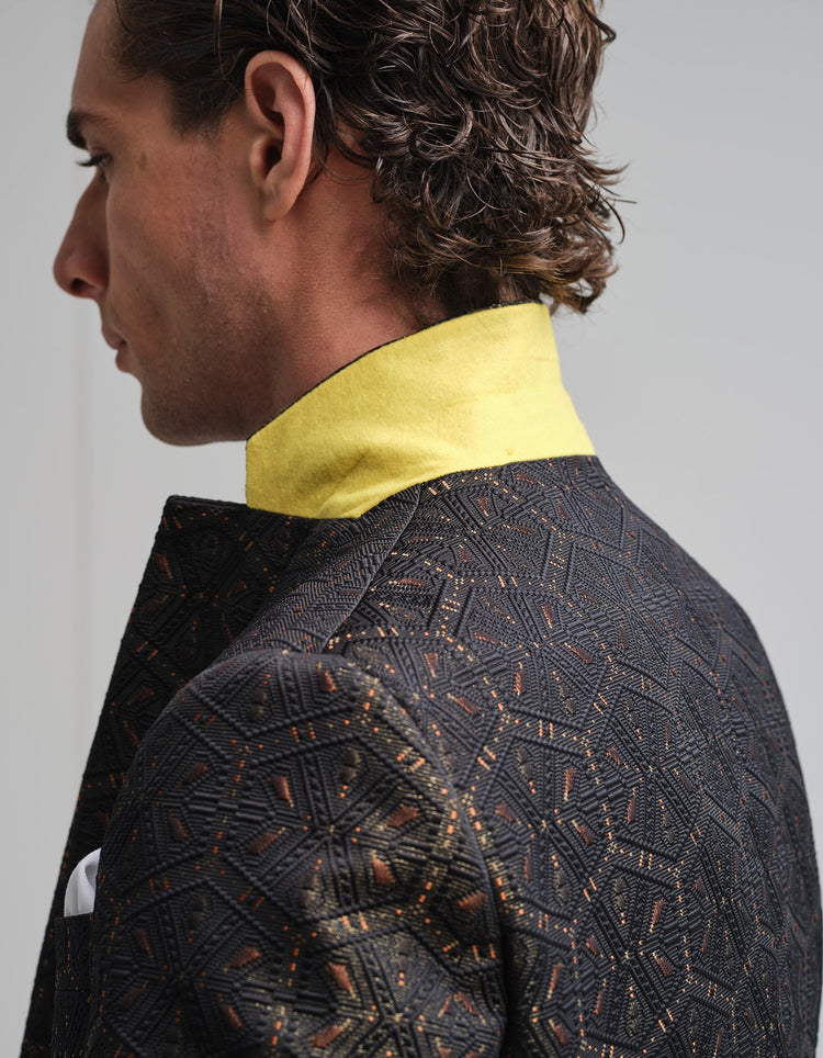 The Black & Gold Jacquard Dinner Jacket - Gresham Blake Online