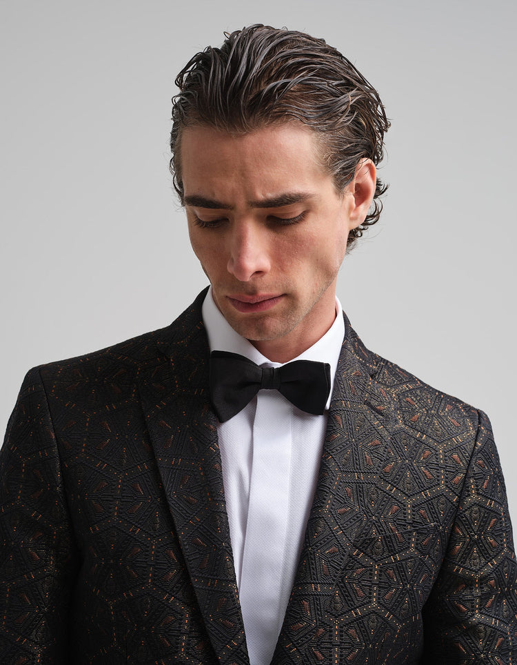 The Black & Gold Jacquard Dinner Jacket - Gresham Blake Online