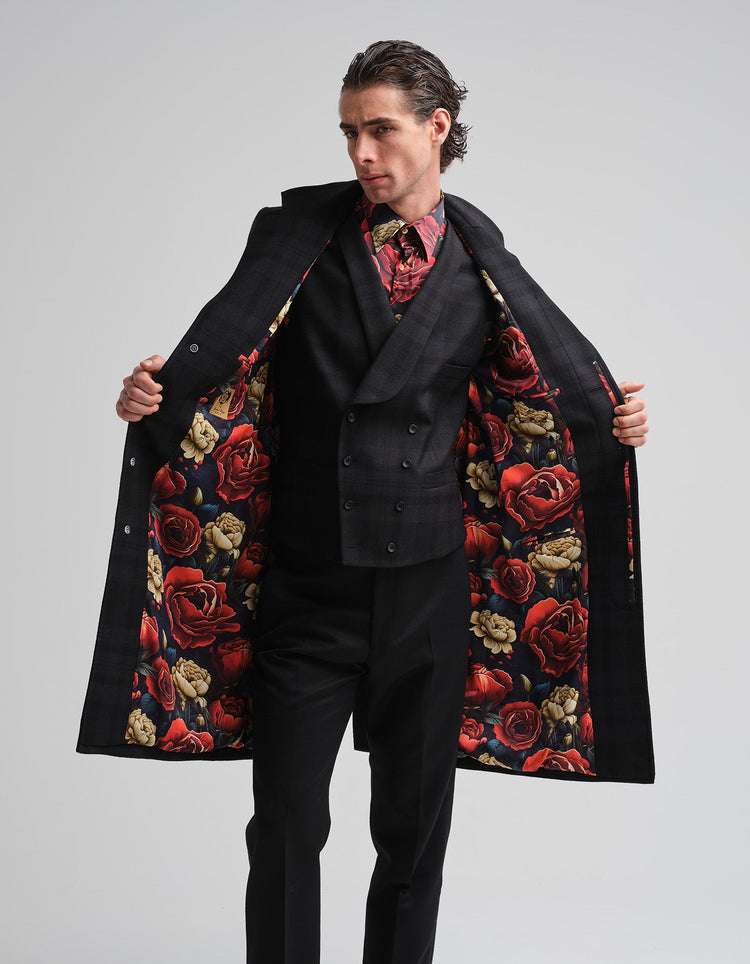 Tonal Black Tartan Waistcoat - Gresham Blake Online