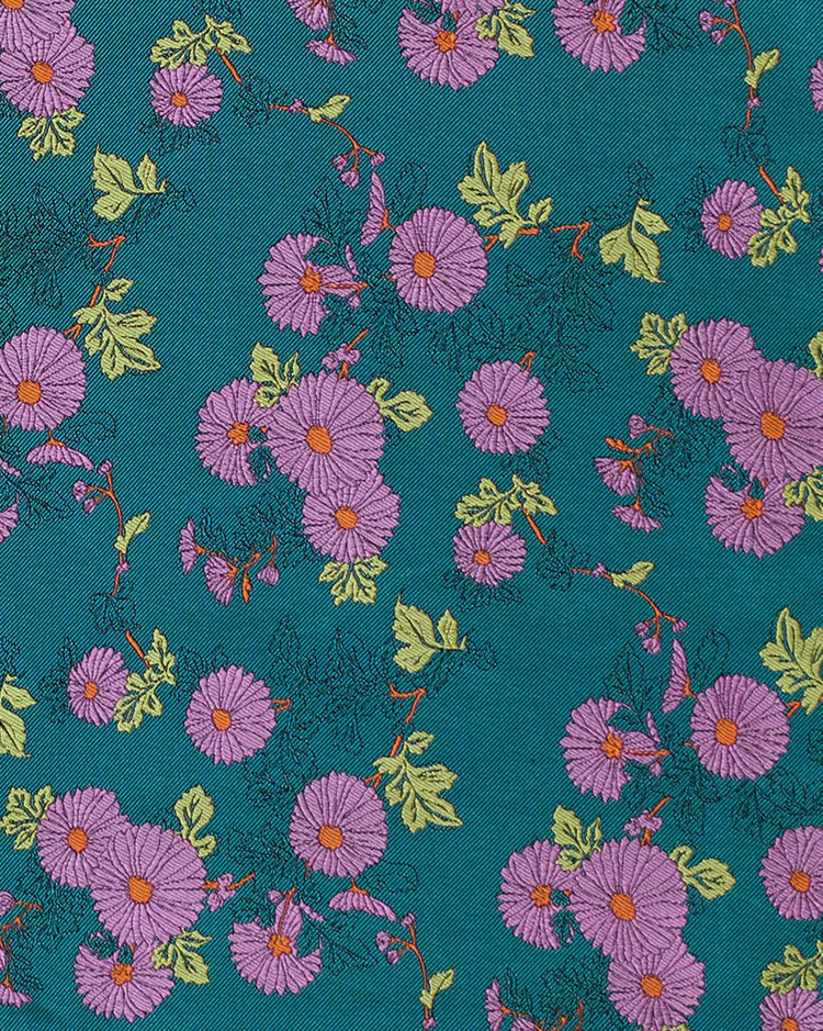 Turquoise & Purple Daisy Silk Pocket Square - Gresham Blake Online