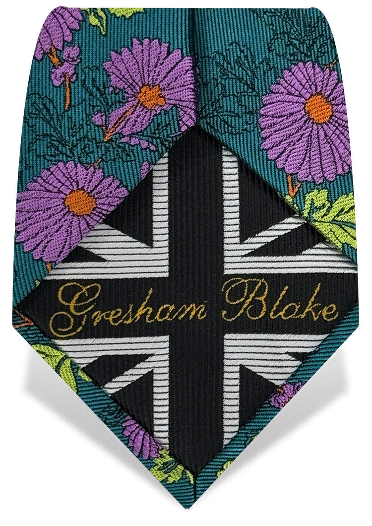 Turquoise & Purple Daisy Tie - Gresham Blake Online