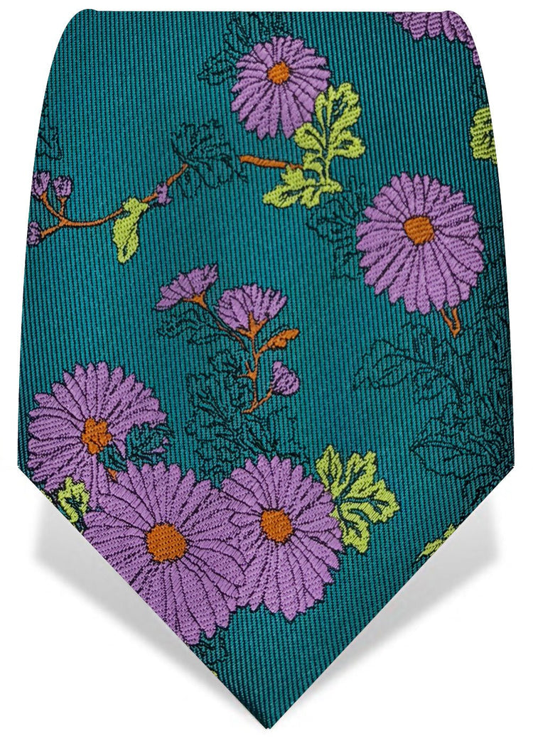 Turquoise & Purple Daisy Tie - Gresham Blake Online