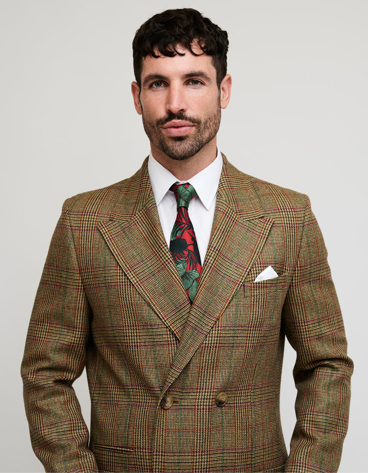 mens brown check coat