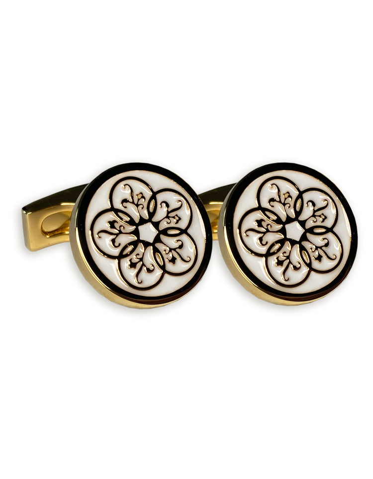 white enamel cufflinks