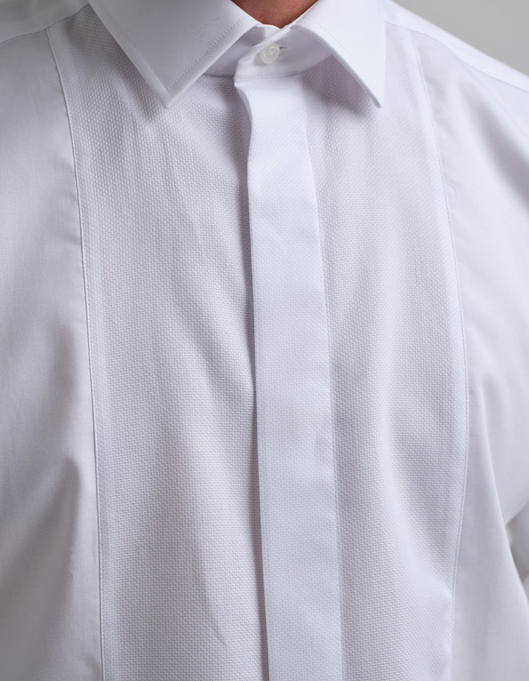 White Contrast Bib Dress Shirt - Gresham Blake Online