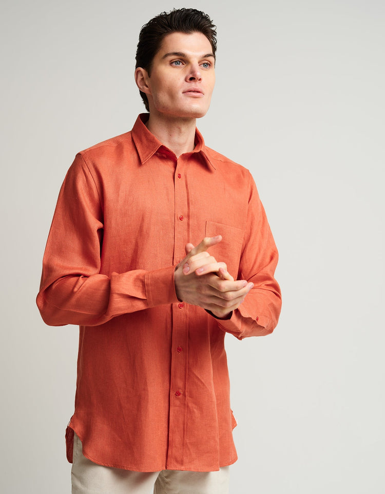 Wild Salmon Linen Shirt - Gresham Blake Online