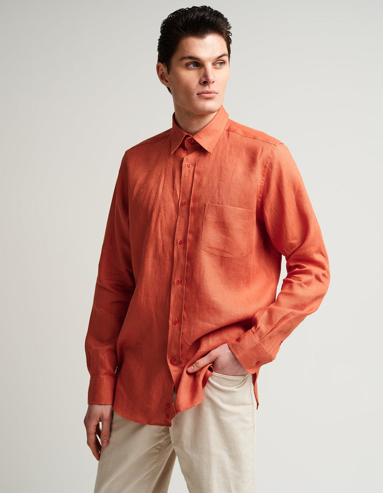 Wild Salmon Linen Shirt - Gresham Blake Online