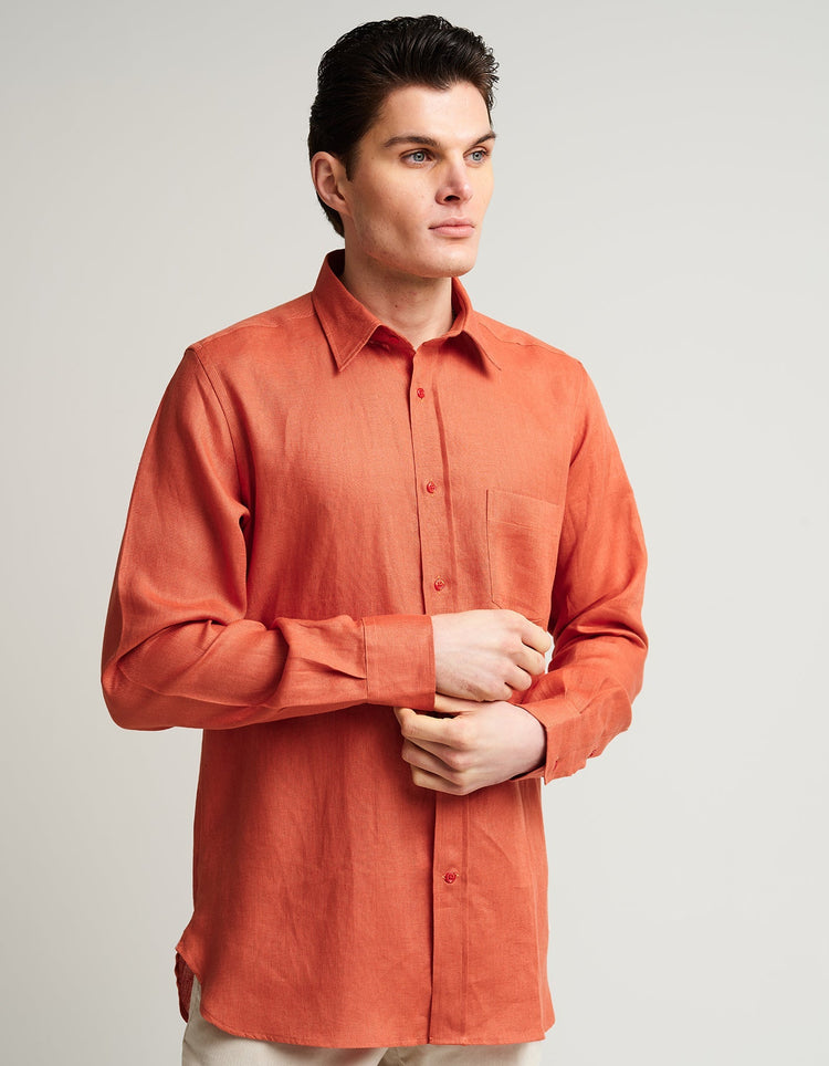 Wild Salmon Linen Shirt - Gresham Blake Online