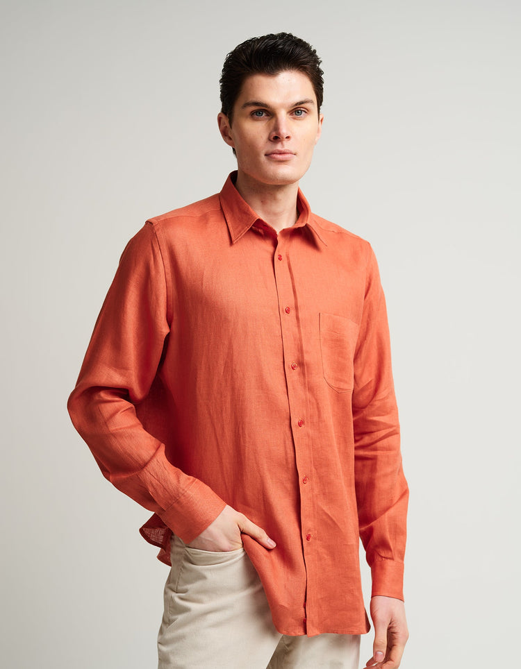 Wild Salmon Linen Shirt - Gresham Blake Online