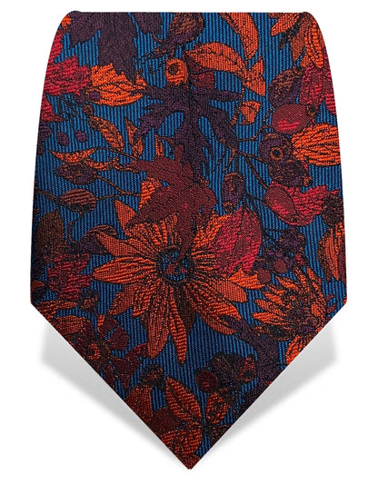 Blue & Orange Winter Floral Tie