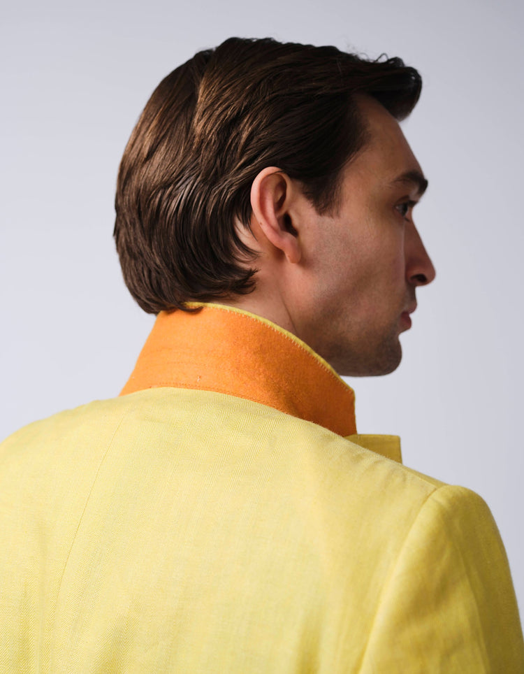 Yellow Herringbone Linen Suit - Gresham Blake Online